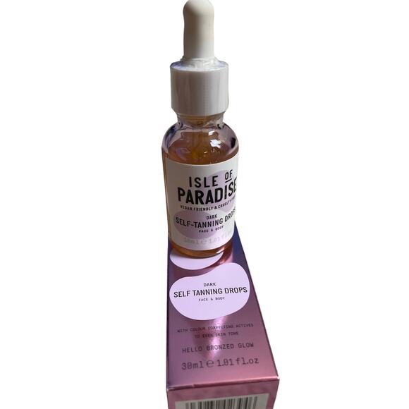 New & Sealed Isle of Paradise Hello Bronzed Glow Dark Self Tanning Drops 1 fl.oz - Picture 5 of 6